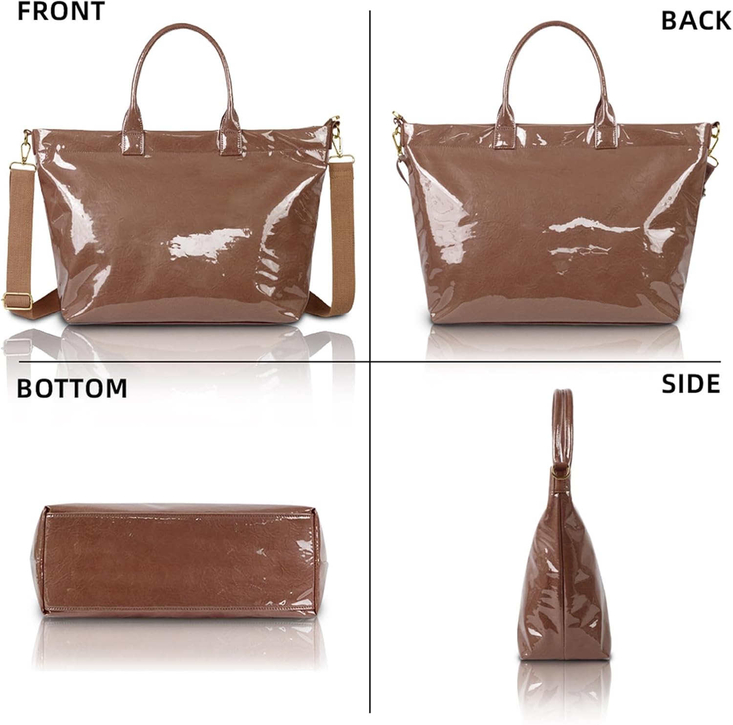 Toted Bag Shoulder Bag Faux Waterproofs Purses Satchel Large Casual Handbag With Zipper Closure