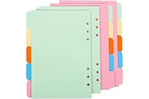 4Pack A5 Binder Dividers 20-Tab Paper Index Divider Vertical Tabs Page for...