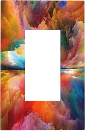 Miniatura 70 de Cubiertas de salida iridiscentes abstractas coloridas nubes dúplex de 1 cuadrilla, placa de cubierta de interruptor de luz arco iris, placas