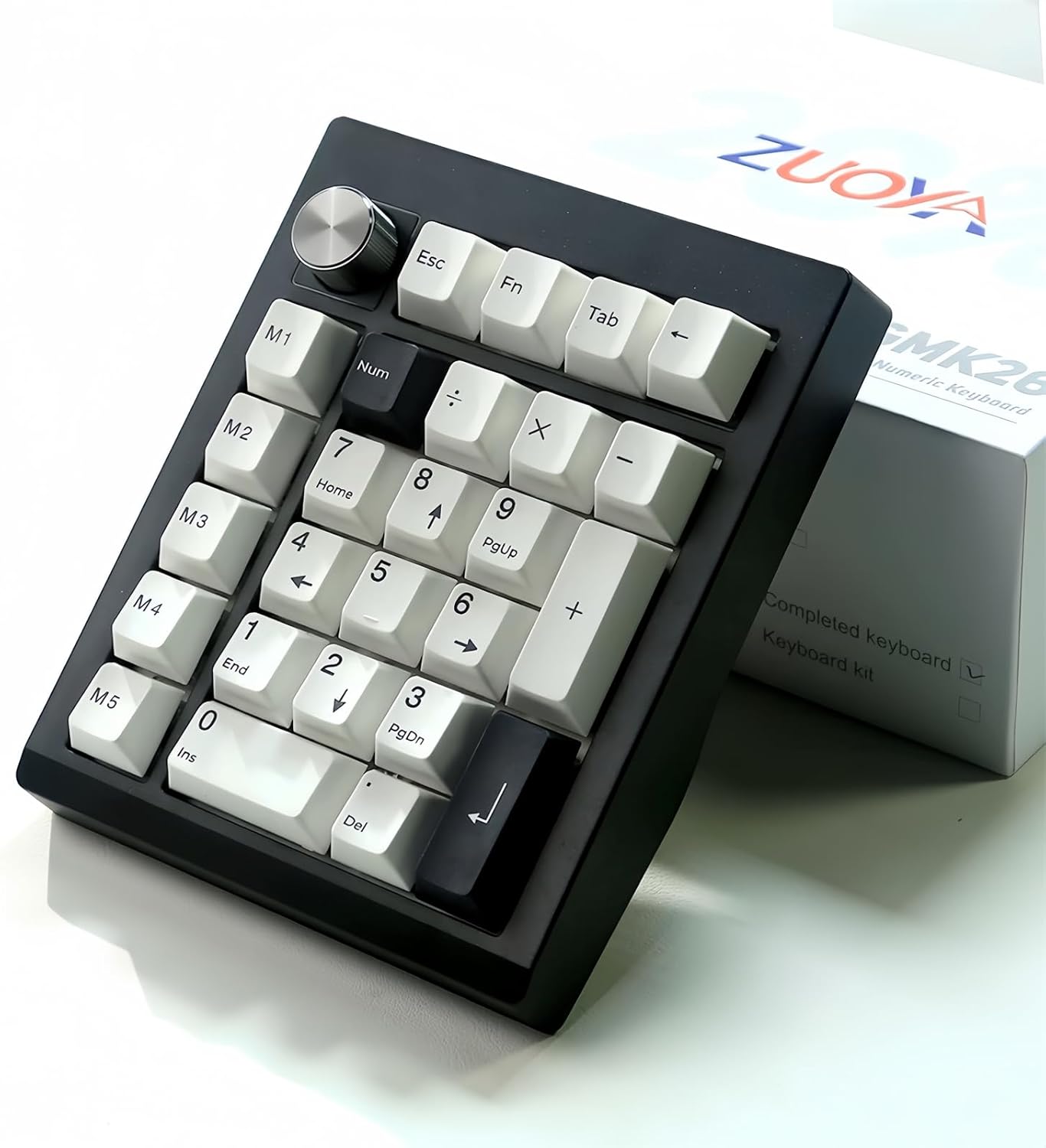 FKZ GMK26 Mechanical Numpad,Gasket VIA Macro Numeric Keypad Hot Swap Wireless 2.4G/BT5.0/Wired USB-C RGB Backlit 26 Keys Mini Protable Number Keyboard Programmable for Win/Mac/Gaming (Black)