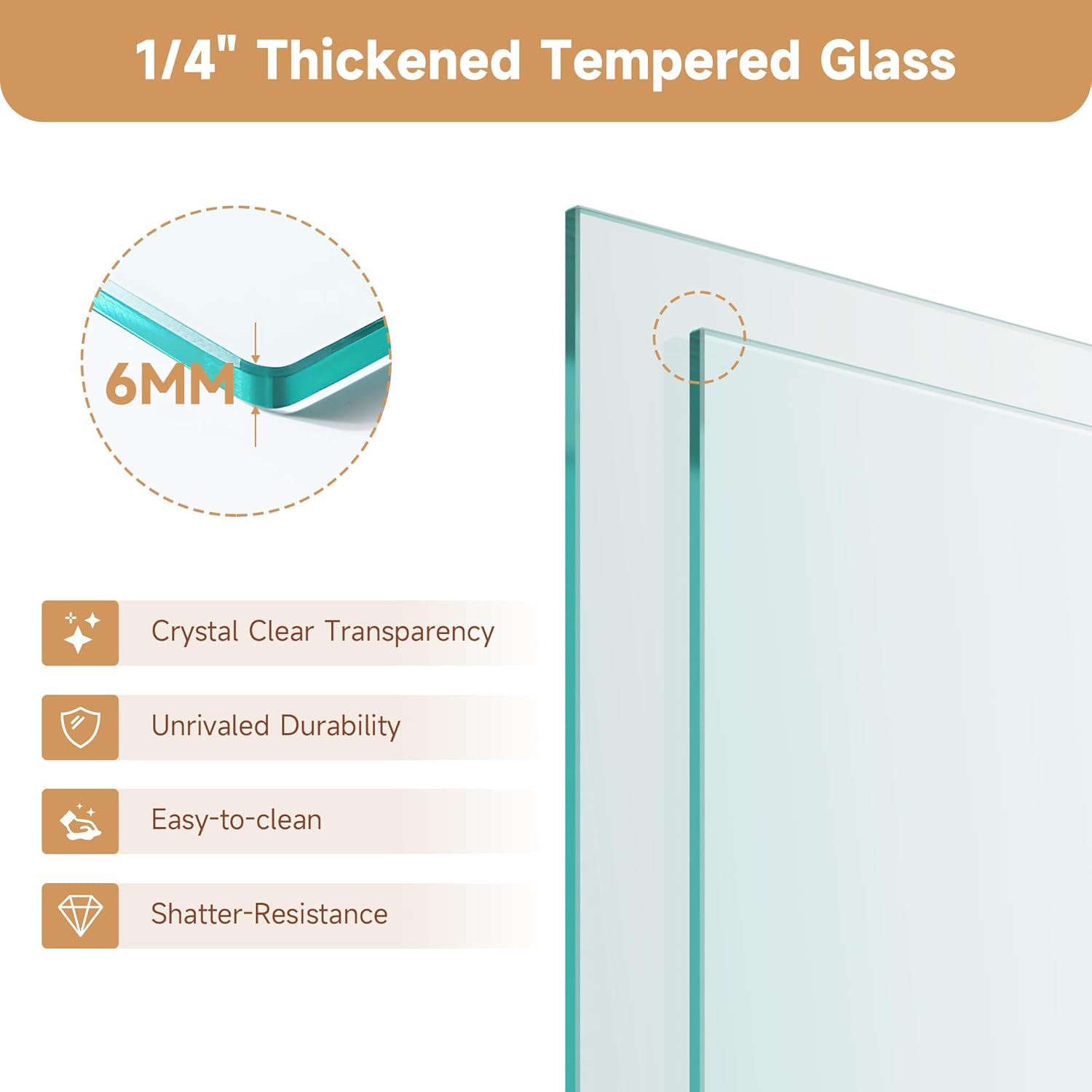 Double Sliding Shower Door, 48 in W x 72 in H, Semi-Frameless, 6mm SGCC Clear Tempered Glass, Silent Soft-Close & Anti-Leak, Matte Black Bathroom Walk-in Shower Enclosure