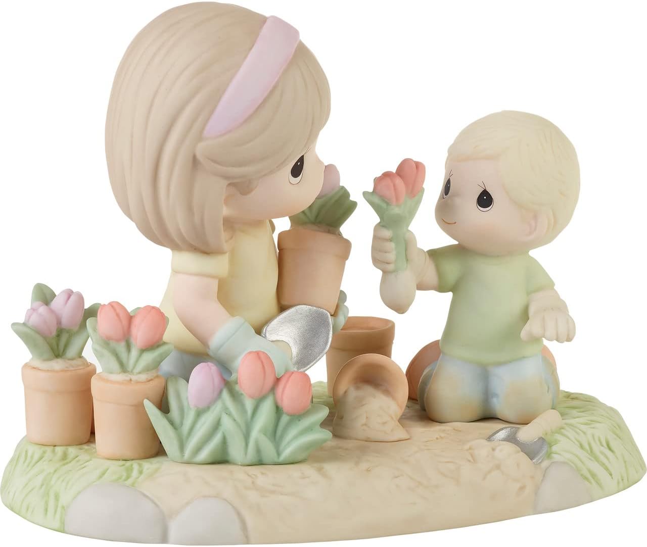 Precious Moments 223011 A Mother’s Love Makes A Garden Grow Bisque Porcelain Boy Figurine