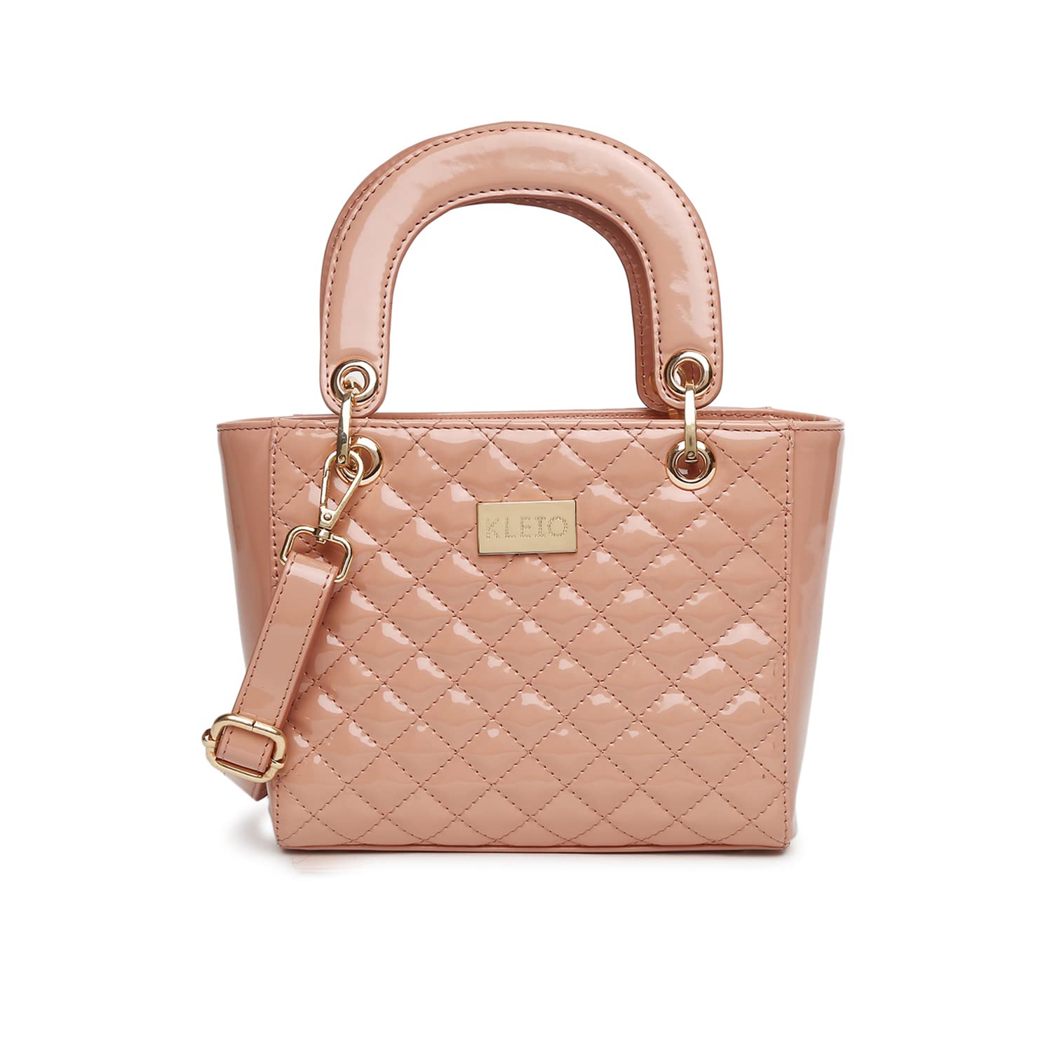 KLEIO Quilted Small Boxy Structured Leather Hand Bag for Women (Peach) with Zip & Adjustable Cross Body Strap | Spacious Handbag for Girls Suitable for Casual & Everyday Use (B0BCYXSTC5) Amazon Price History, Amazon Price Tracker