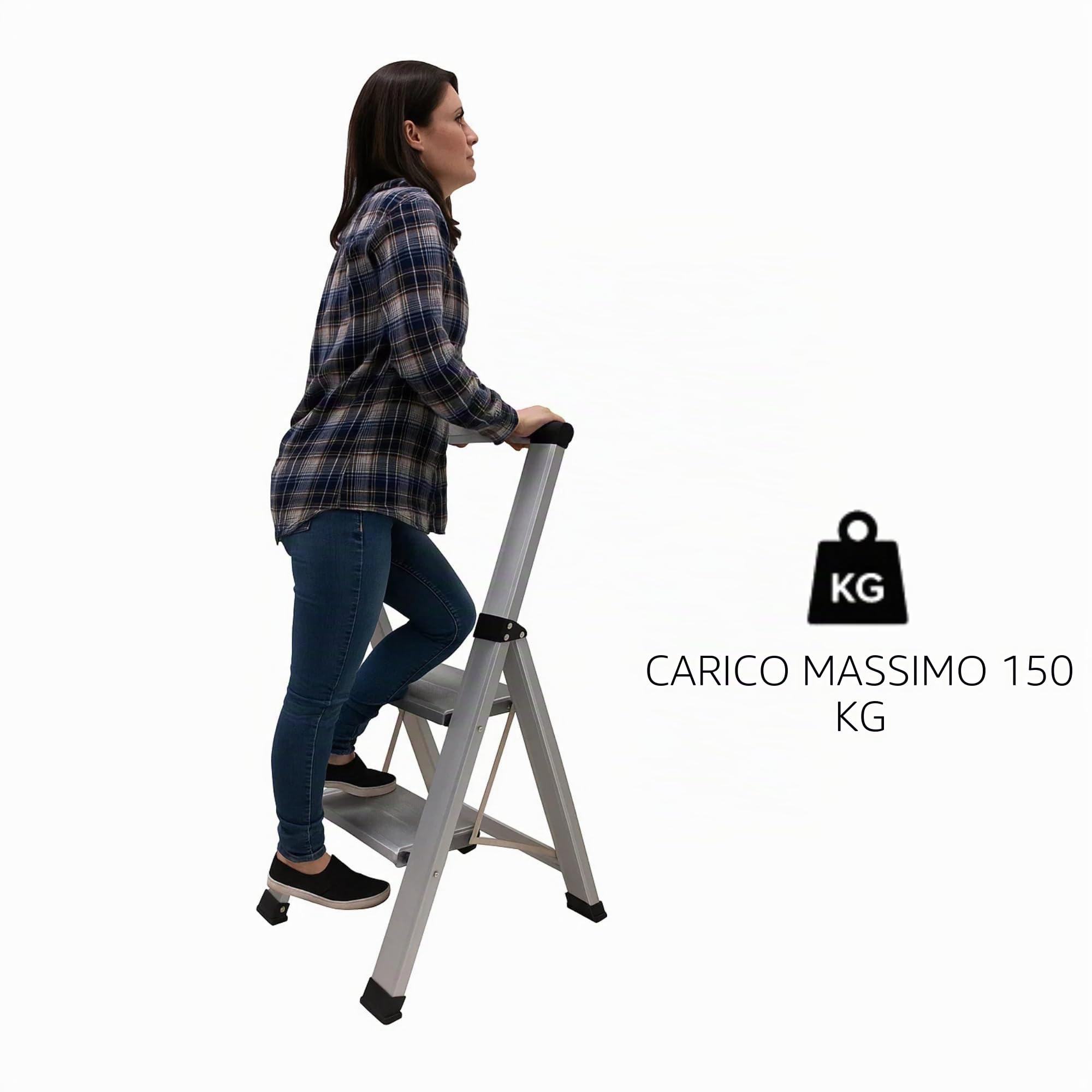 Homelux 710030 Scala piatta per uso domestico, in alluminio, 2 gradini