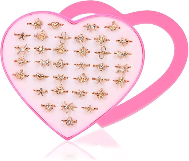 Firtink Lot De 50 Anneaux De Jouets Pour Filles Réglables Pour Peti Filles Cristal Bijoux De Princesse Accessoires D Amz B0br