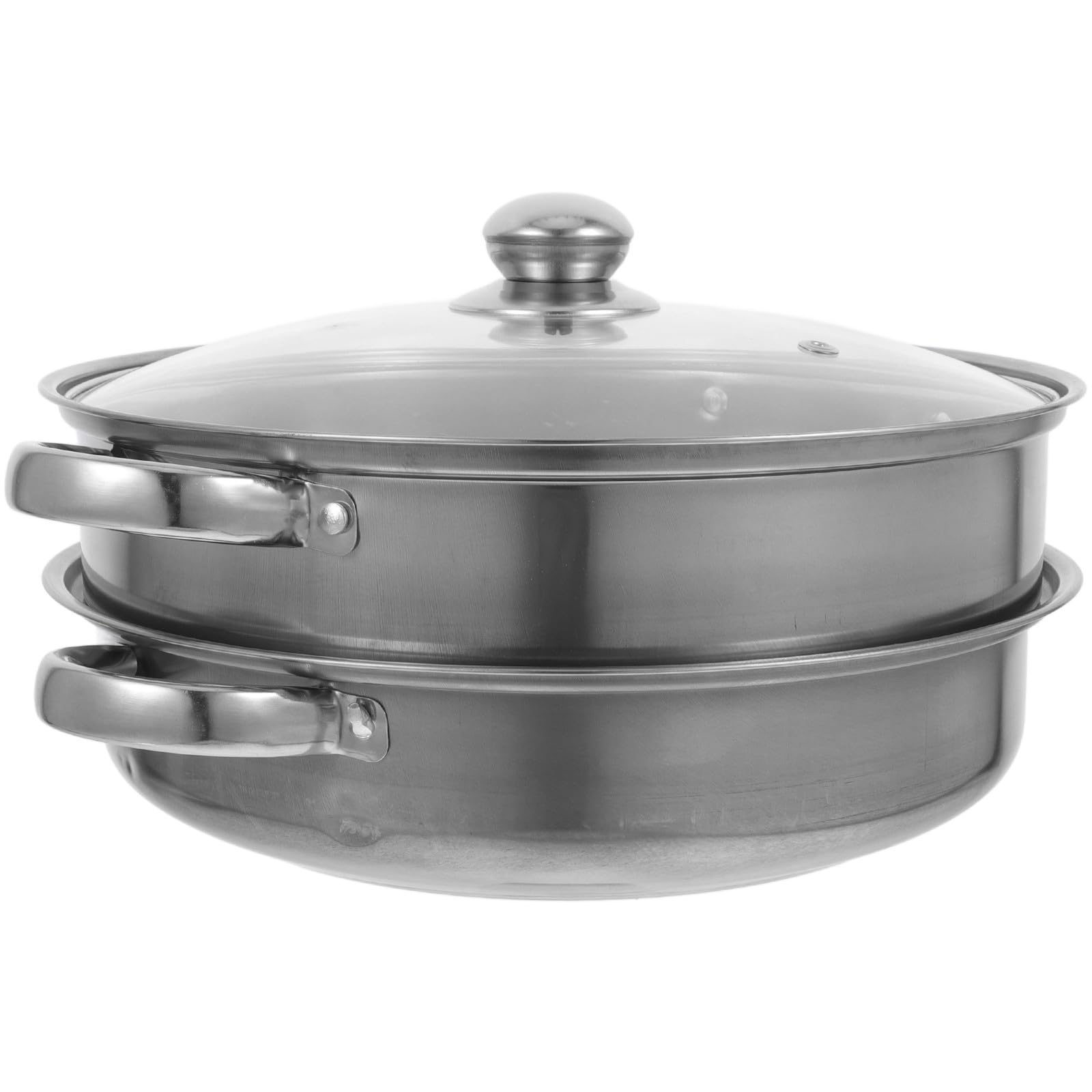 Vaporera de Acero Inoxidable Doble Capa Tapa, Plata