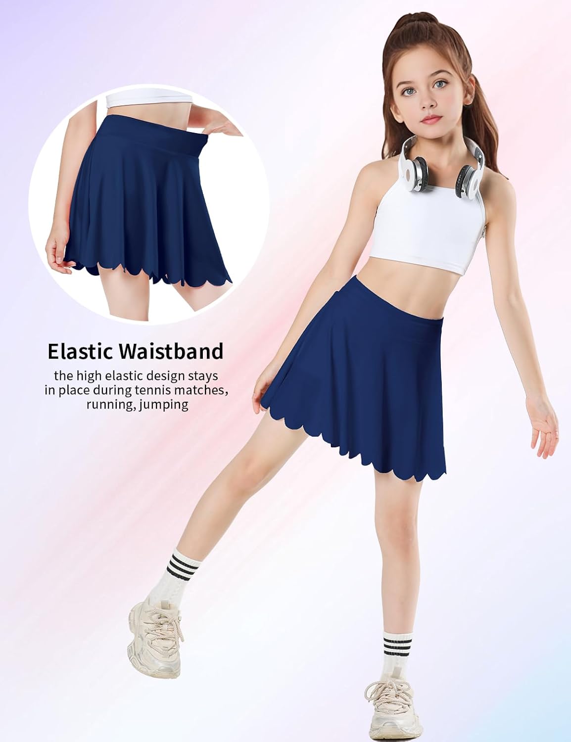 Girls Skorts Tennis Skirt for Girls with Pocket Flowy Butterfly Pleated Athletic Skort Toddler Kids 5-14Y - Image 4