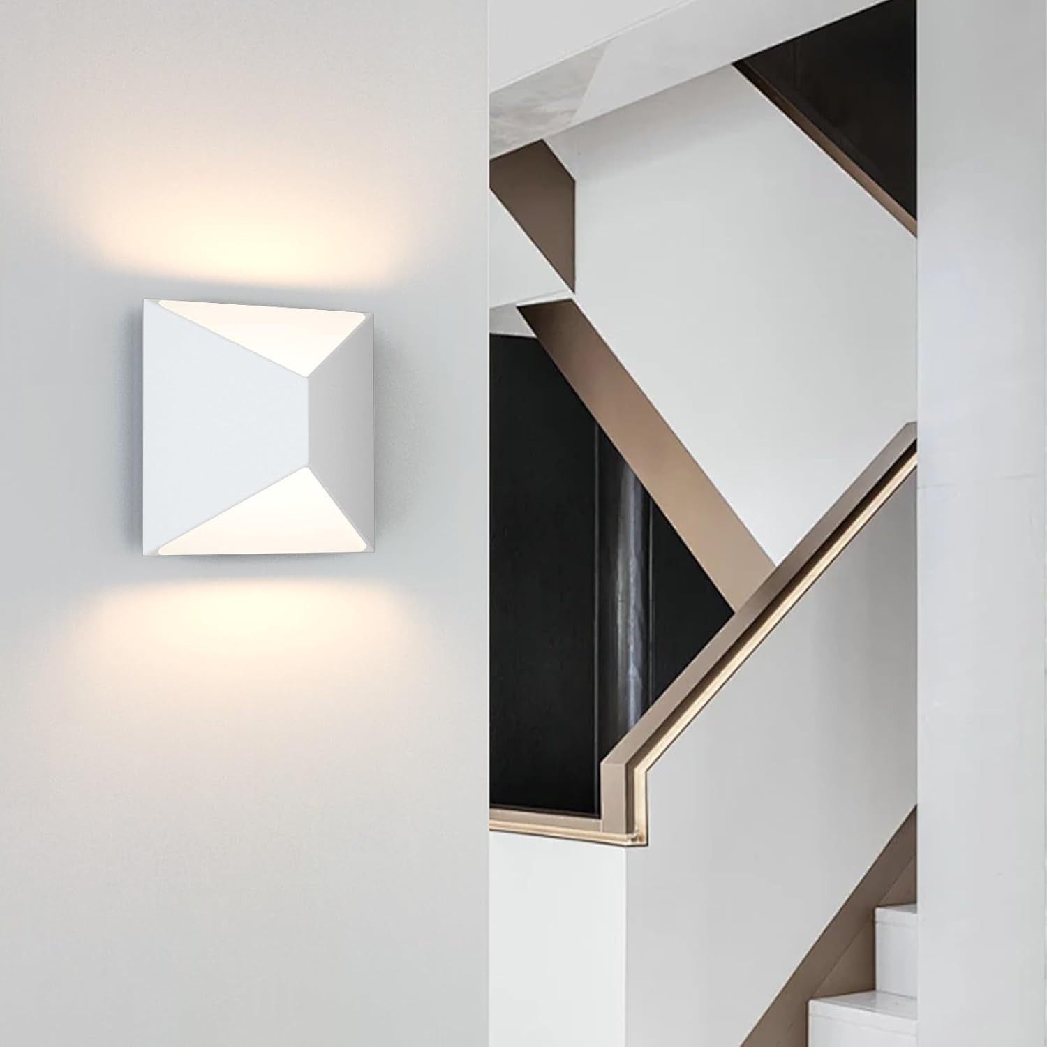 Tipace Modern LED Wall Sconce Hardwired Indoor White Wall Lights 2 Packs Up and Down Wall Mount Light for Living Room Bedroom Hallway Corridor Conservatory Warm White 3000K(with G9 Bulbs)