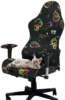 Fundas para Sillas De Juego 4 Pcs, ImpresióN 3D Funda Elástica Silla Gaming, con Funda para Reposabrazos Funda Silla Gamer (No Incluye Sillas)(N)