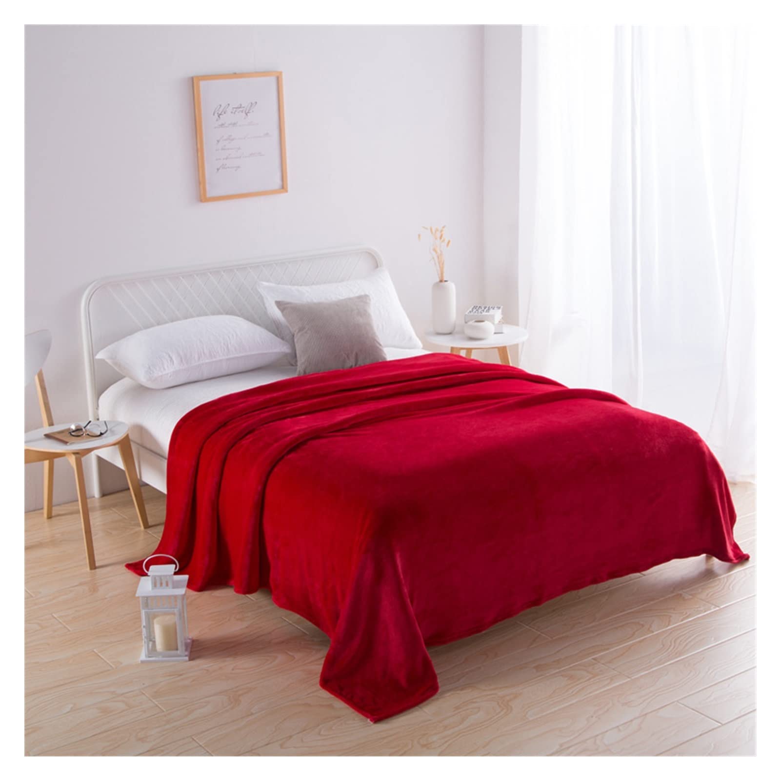 EBzvblxm Cooling Blanket for Summer, Cooling Winter Plaid Blanket Multicolor Multiple Sizes(Big Red,200X230 CM)