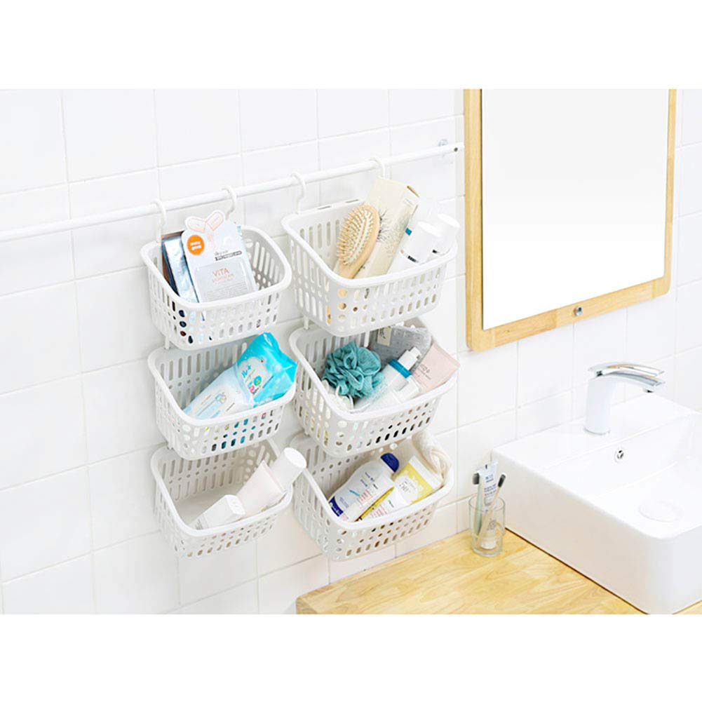SEAFRONT Cestino Portaoggetti in Plastica da Appendere Carrello Portaoggetti da Doccia con Ganci Cestini Portaoggetti per Bagno Cestini Portaoggetti per Armadio da (Bianco)