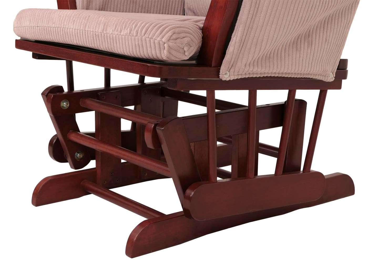 Mendler Poltrona a dondolo HWC-C76 sedia relax poggiapiedi Stoffa/tessuto a coste (320g/m²) - rosa, struttura scura