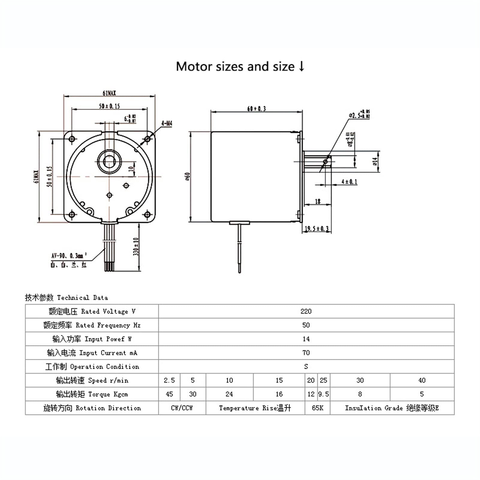 PYouo-DC Motor B60KTYZ. Silnik synchroniczny z ekscentrycznym wałem wyjściowym AC220 V. (Speed(RPM) : 15R, napięcie (V): 220 V)