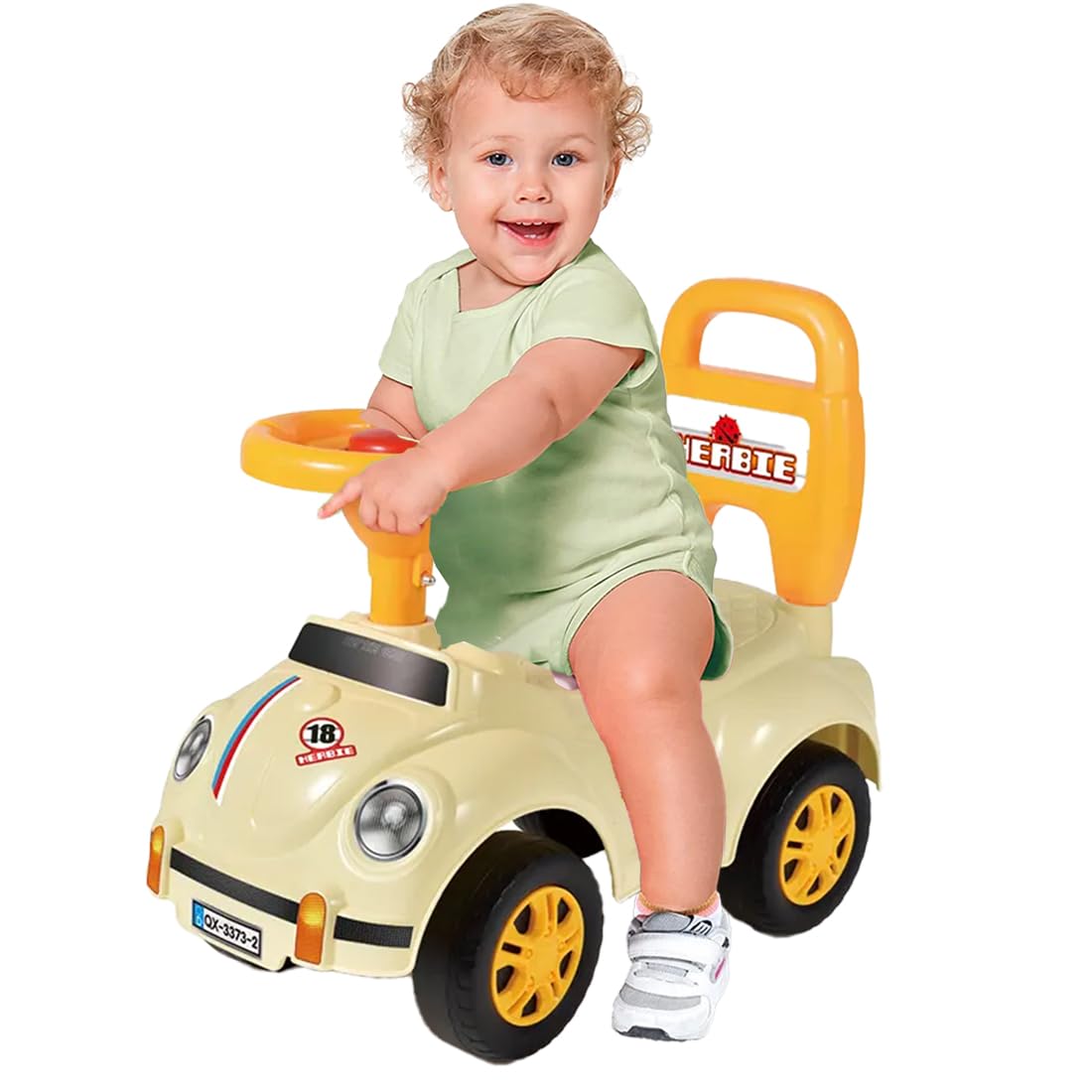 Sobebear 35CM Ride On Car for Toddlers, Push Car with Steering Wheel, Durable Non-Toxic Material, Children Walker, Indoor and Outdoor Ride-On Toy for Boys and Girls Age 1-3 (White)