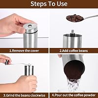 Sequpr Kézi Kávéőrlő Rozsdamentes Acél Kávébab Darálógép Espresso French Press 6