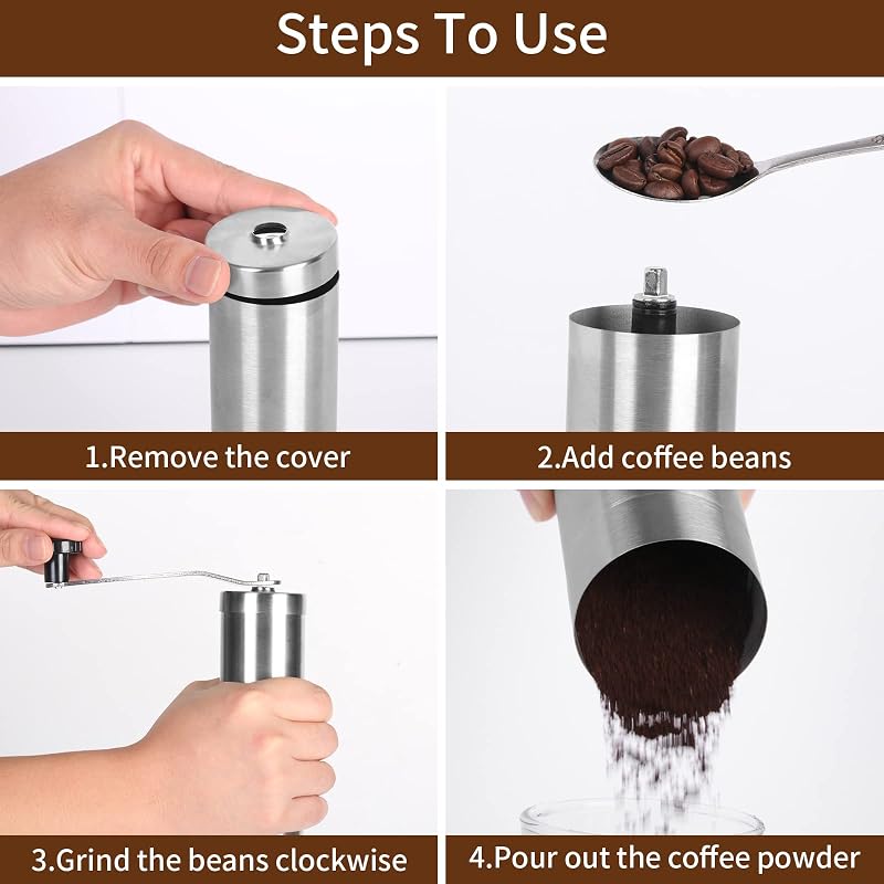 Sequpr Kézi Kávéőrlő Rozsdamentes Acél Kávébab Darálógép Espresso French Press