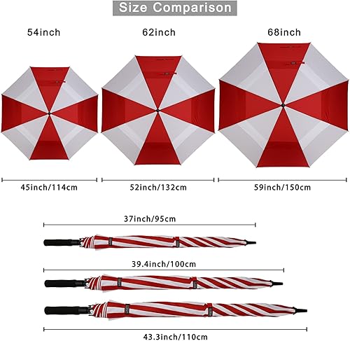 Miniatura 53 de G4Free - Paraguas de golf de apertura automática de 47, 54, 62 y 68 pulgadas - Paraguas extragrande con doble toldo, ventilado, a prueba de viento