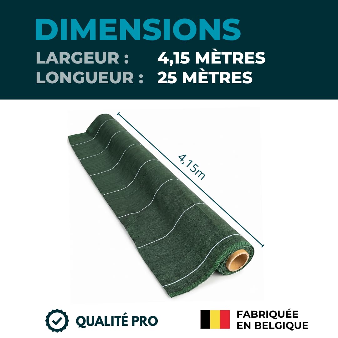 130g/m2 Toile Bache de paillage tissée Anti-Mauvaises Herbes Largeur 4,15m Longueur 25m