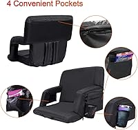 Vista 5 de Blufree Asiento de estadio con calefacción extra ancho, silla plegable portátil, 6 posiciones reclinables, soporte de respaldo y brazo, cojín grueso