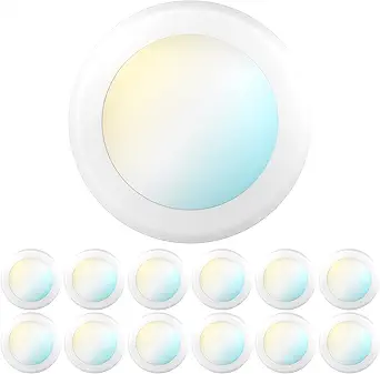 Sunco 12 Pack 5/6 LED Disk Lights Flush Mount Ceiling Light Fixture Recessed Selectable Color Temperature, 15W, 1050LM, Dimmable Low Profile Surface Mount, ETL Energy Star