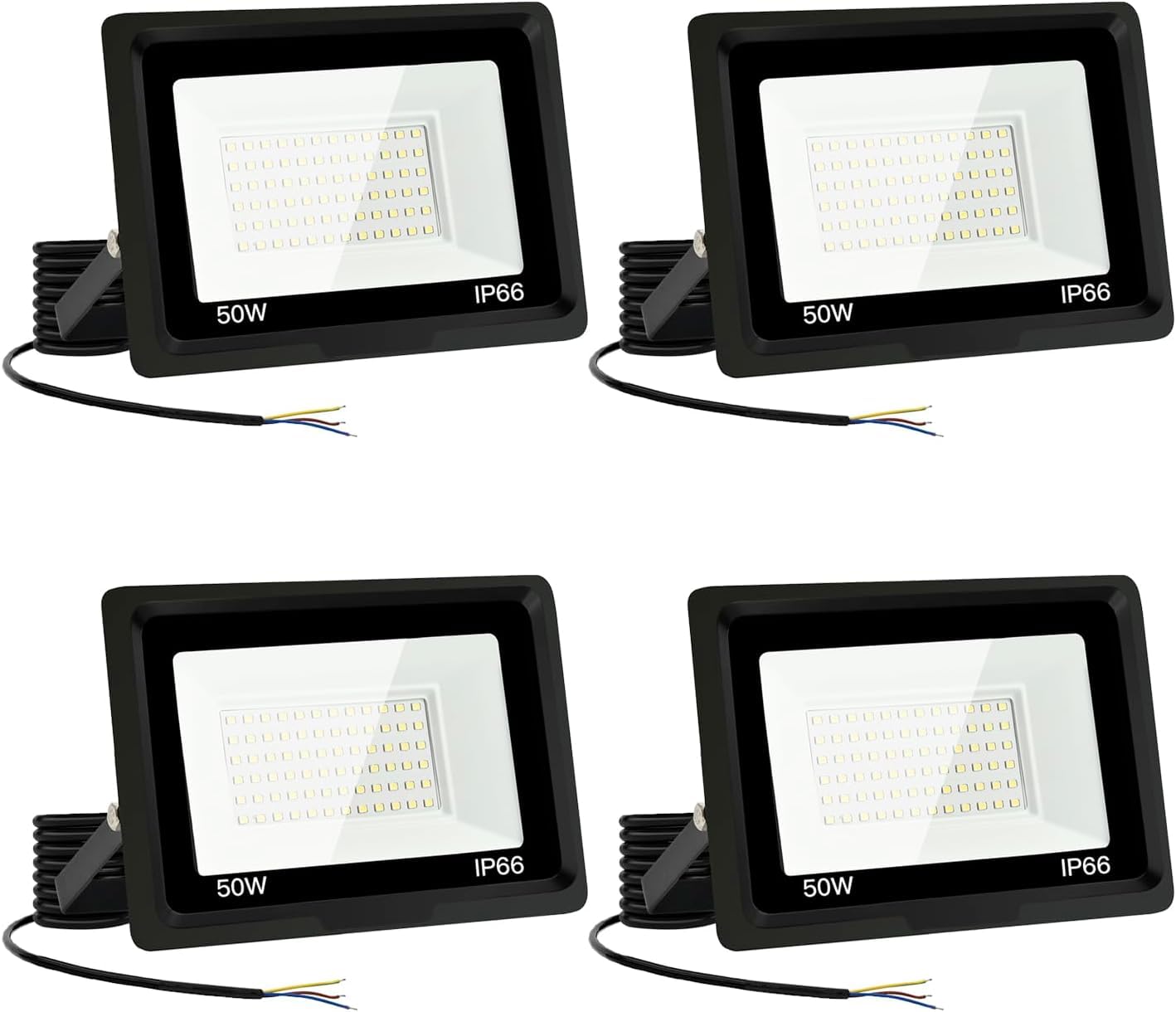 Focos LED Exterior 50W Proyector LED Exterior 5000LM IP66 Impermeable Foco Proyector LED 3500K Blanco Frío Floodlight para Casa, Garaje, Patio, Terraza, Campo (4pcs)