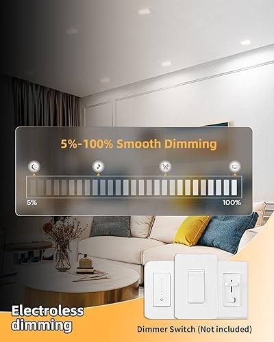 Miniatura 4 de Adetu Iluminación empotrable LED cuadrada de 6 pulgadas, 5CCT ultra fina luz de techo LED cuadrada con caja de conexiones, regulable