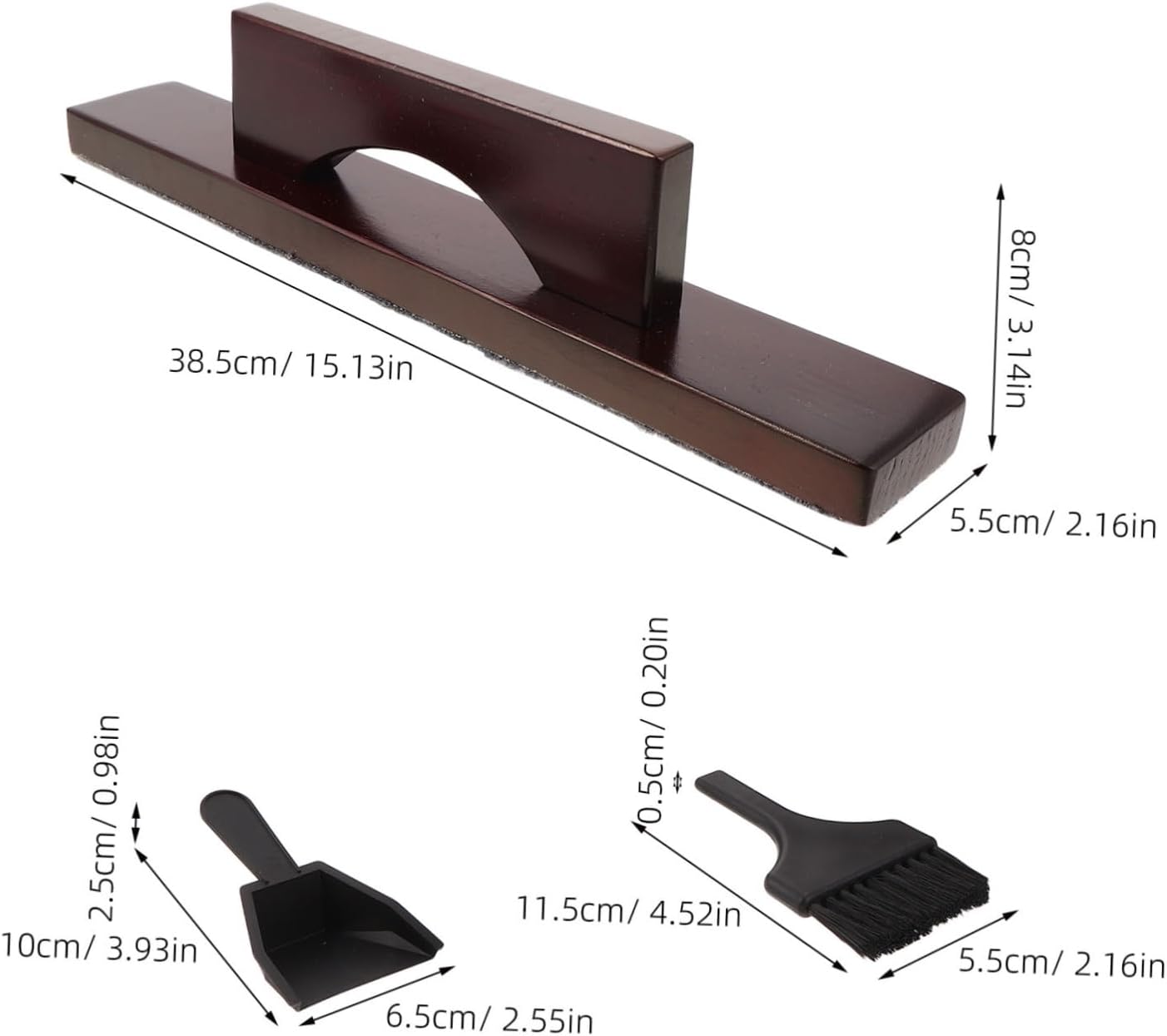Shuffleboard Table Cleaning Kit with Brush and Dustpan Set, Burgundy Plastic Pan, Efficient Sand Removal Tool for Indoor Game Room Maintenance
