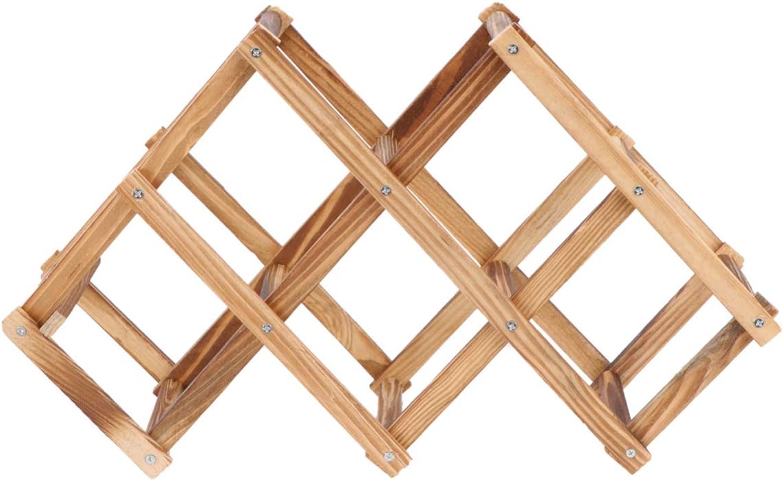 Wooden Wine Rack Foldable Brown Freestanding Holder for Living Room