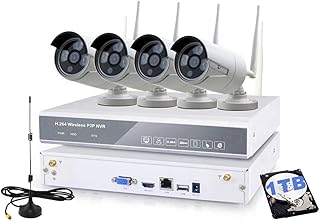 Tomvision Expandable 10CH Wireless CCTV Security House Camera System 10CH 2K/5MPNVR Kits + 4 Pack 3.0MP HD Antenna IP Network WiFi Mic Camera Night Vision Remote Access Motion Detection(White+1TB)
