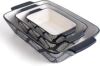 KINGSBULL HOME Casserole Dish Baking Dish Ceramic Baking Set 3-pcs Bakeware Sets Lasagna Pan Baking Dishes Baking Pan