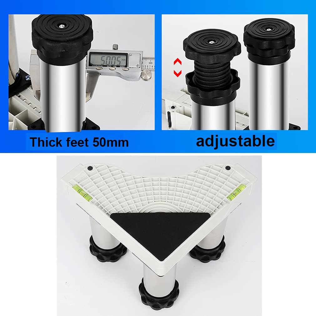 調節可能な洗濯機ベース 防振 長さ/幅 42-66cm 伸縮式家具フロアトレイ 8/12 脚 乾燥機および冷蔵庫ラック 高さ 23-