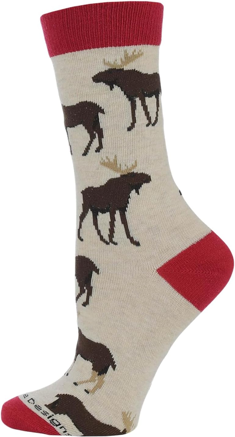 WHD Moose Pop Crew Socks for Women & Men | Fun Animal Socks, Nature Lover Gift - Image 4