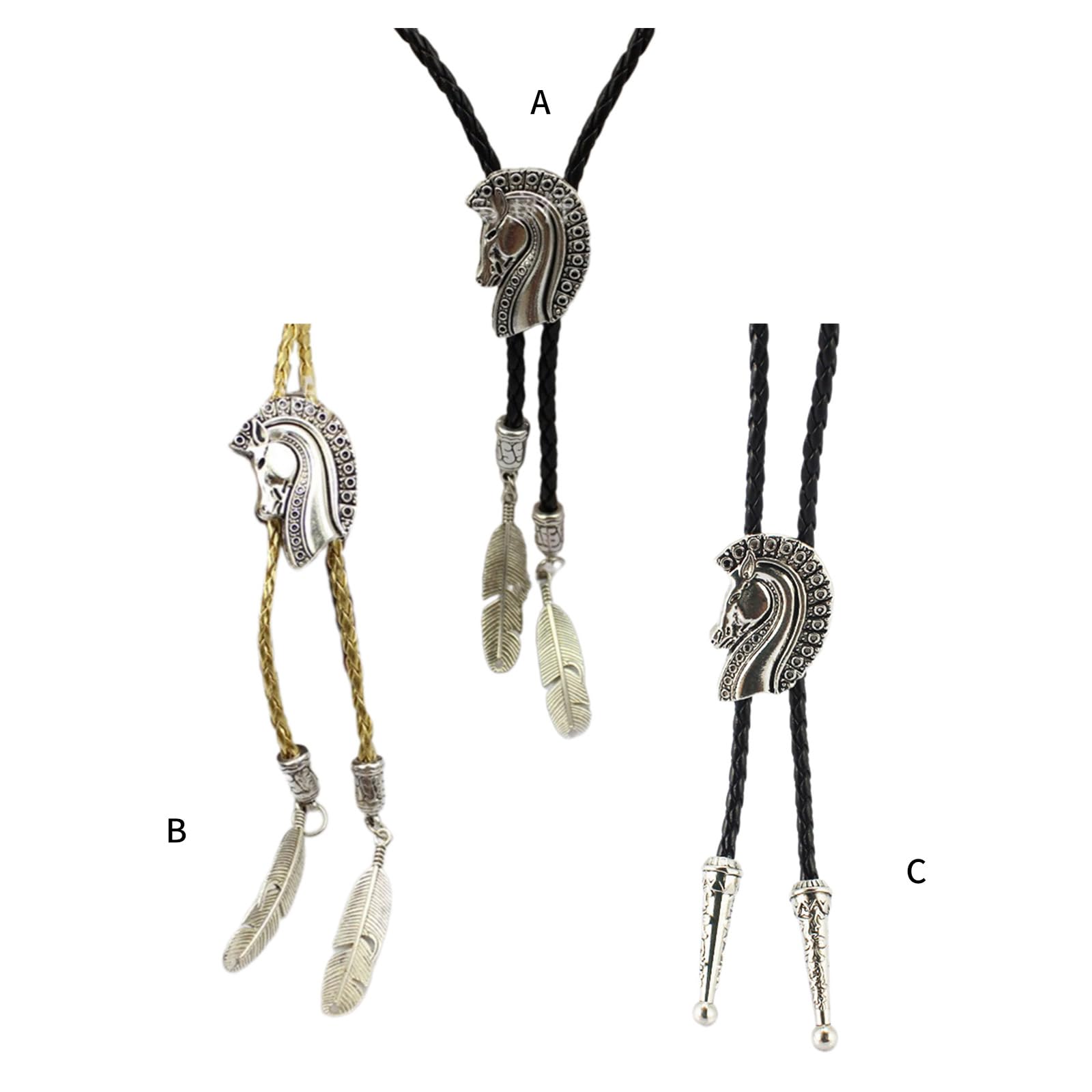 Cravatte da Cowboy, Collana con Cravatta da Cowboy, Ciondolo Forma di Testa Cavallo(A)
