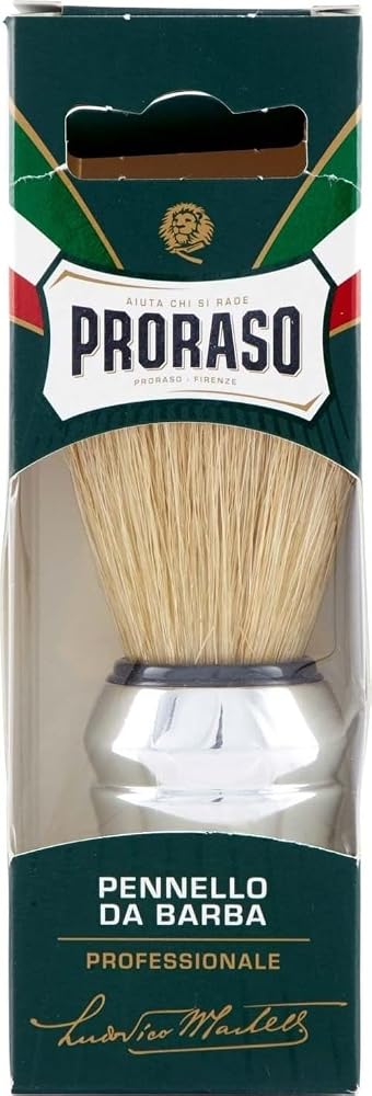 Brocha de afeitar profesional Proraso - Cerdas de jabalí naturales - Brocha de afeitar húmeda premium