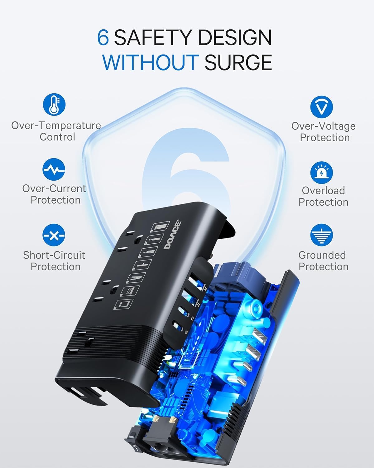 DOACE Voltage Converter US to Europe for Hair Straightener Curler CPAP