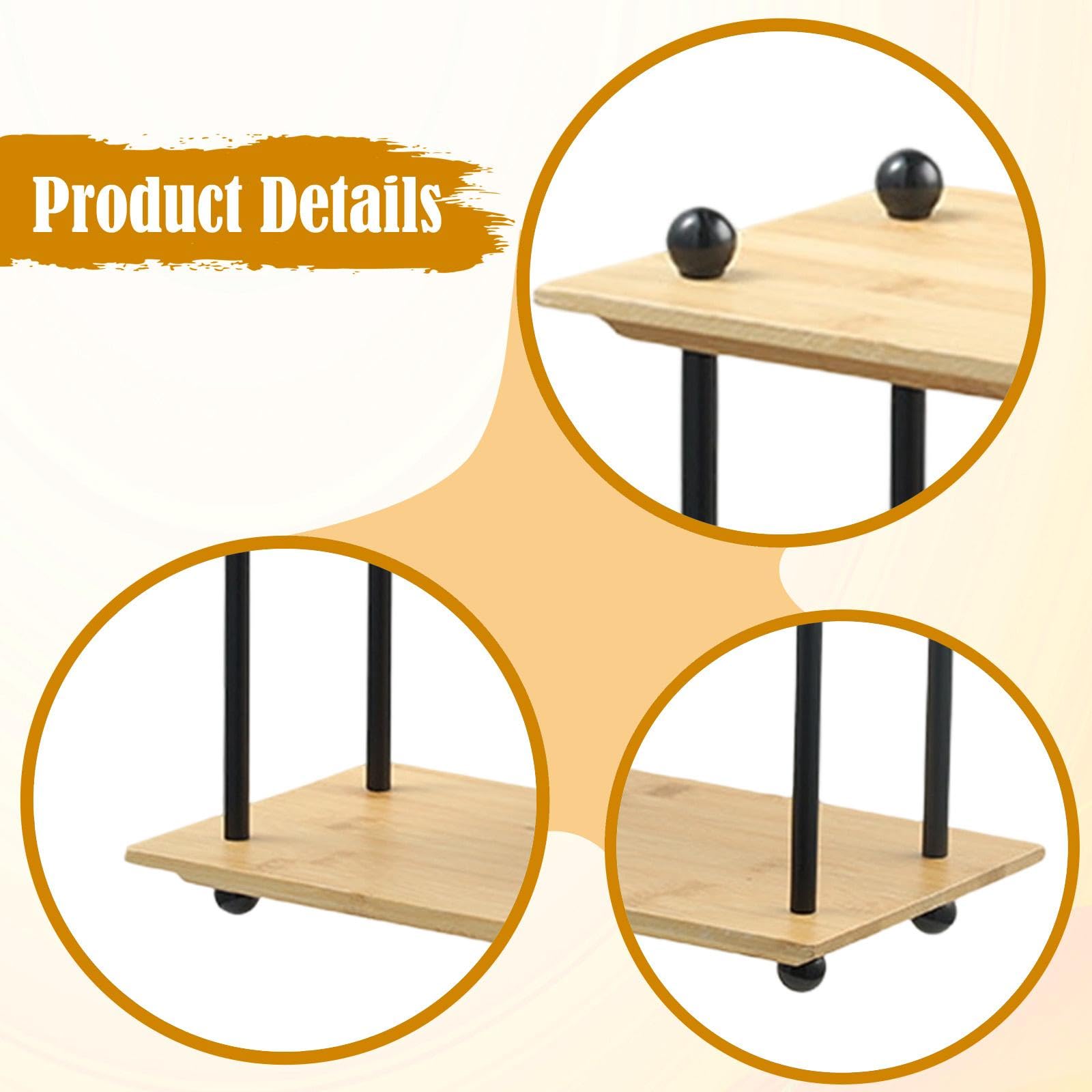 Gralara Organizer da Scrivania con Ripiano per Organizzazione Scaffale Multifunzione da Piano Supporto per Tazze E Oggetti Decorativi Struttura Resistente in, bambù 2 Strati