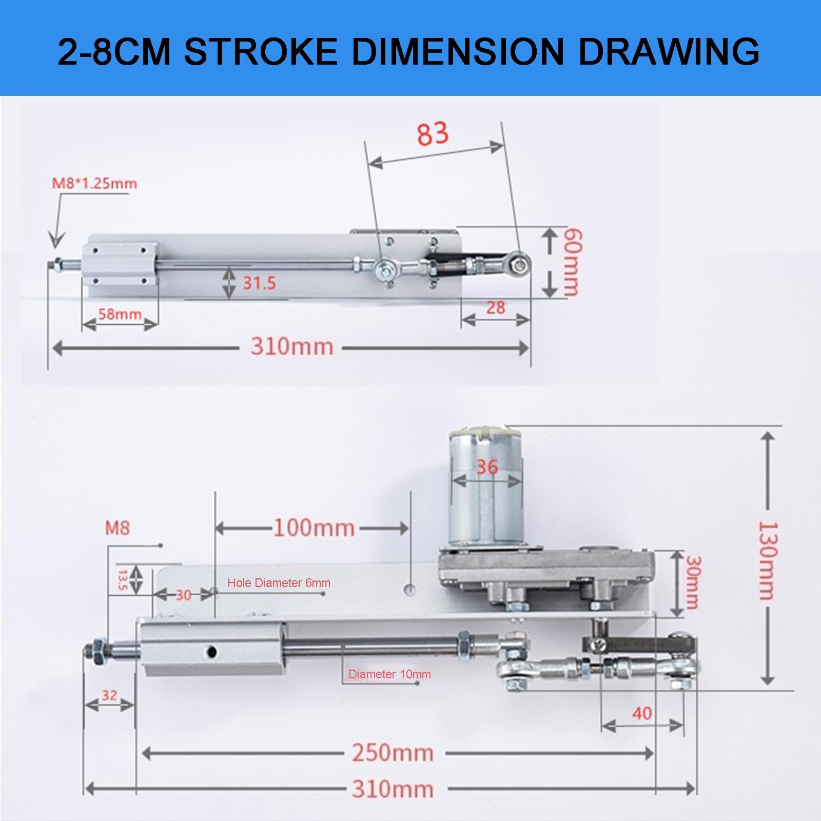 DIY Reciprocating Linear Motor DC 24V Long Stroke 1.18"-6" Adjustable Telescopic Motor 160rpm - View #7