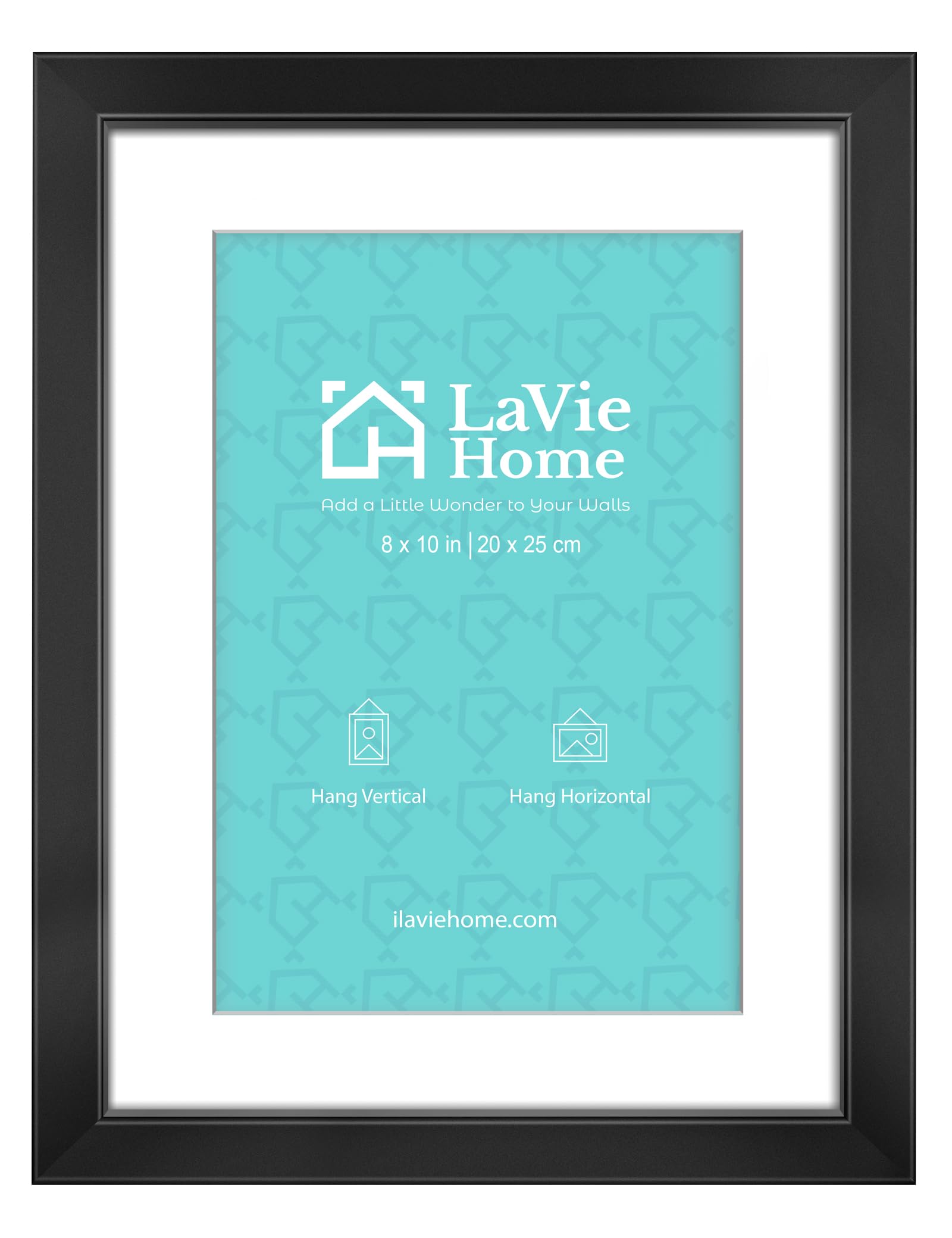 LaVie Home 8x10 Picture Frames (1 Pack, Black) Display Pictures 5x7 with Mat or 8x10 Without Mat, Wall Mount & Table Top Display, Simple Designed Photo Frame Classic Collection