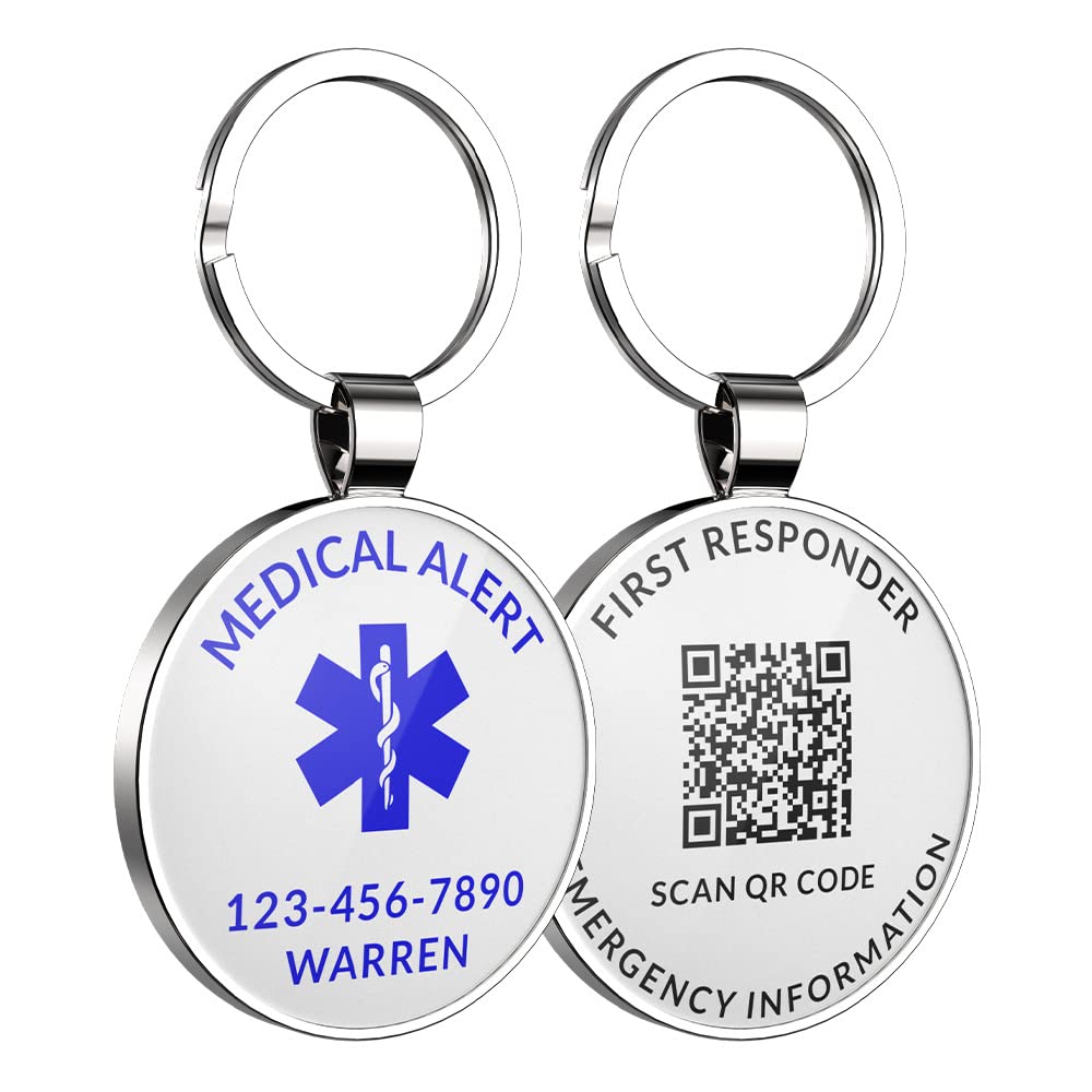 Disontag Men's Color8 Disoncare Custom Medical Alert Keychain, Qr Code Online Personal Medical Information Card For All Kinds Of /Wo Needing Special Care - Quick Notification/First Aid