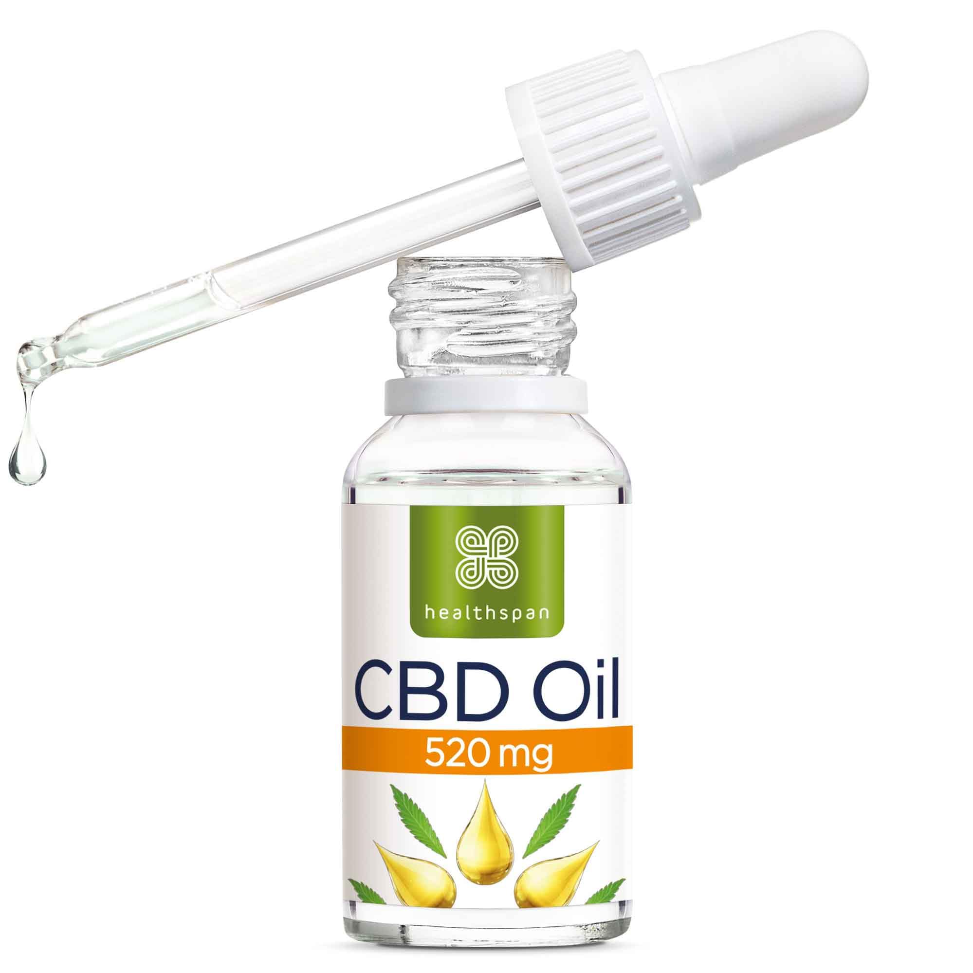 Healthspan CBD Oil Drops 520mg | High Strength Pure cannabidiol Oral Drops |Enhanced with Natural Peppermint | 520 mg CBD per Bottle | Vegan