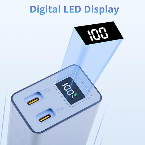 Miniatura 6 de Miady Cargador portátil integrado plegable de pared, PD 30 W, 10000 mAh, cargador de batería compacto con cable USB-C y pantalla LED, paquete de