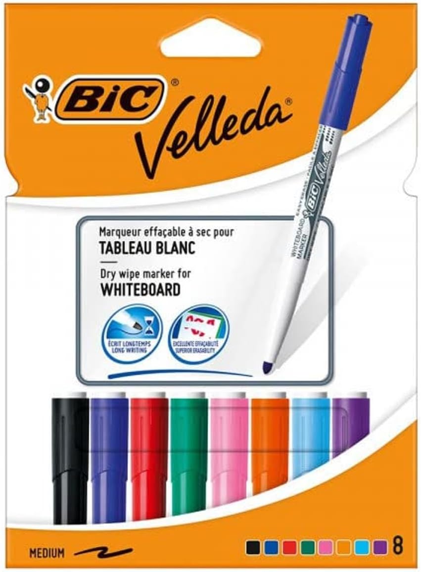 Velleda 1721 BIC Fine Bullet Tip Erasable Marker - 4 Colours