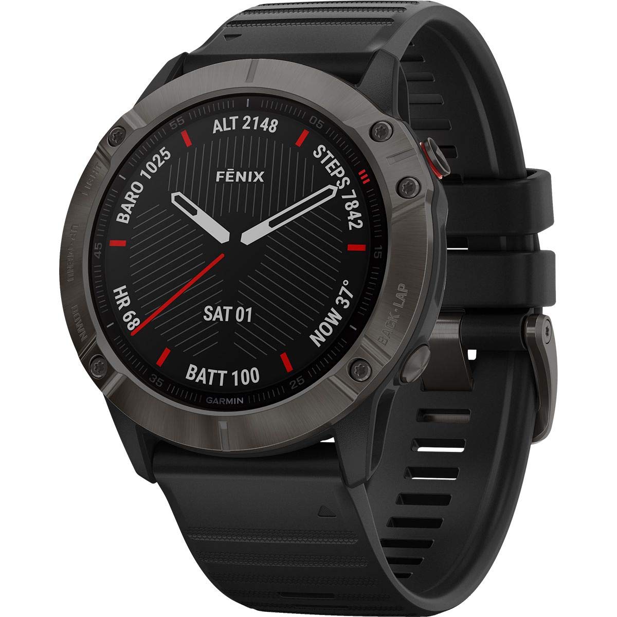 Garmin Fenix 6X Montre connectée Sapphire DLC Affichage du temps Noir/Gris L