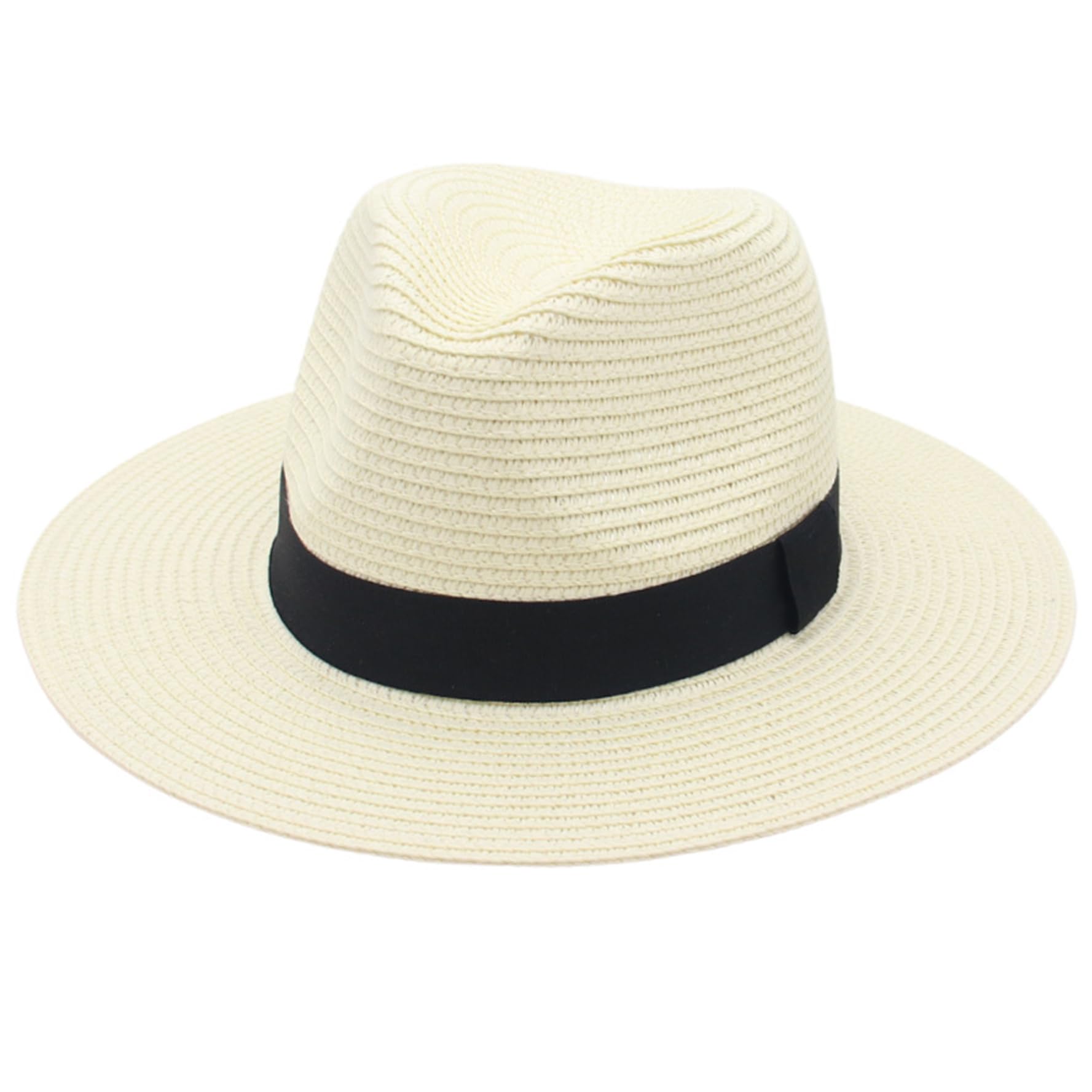 Sombrero Panamá de Paja de ala Ancha Talla única Enrollable - Sombrero de Sol de Playa Fedora para Mujeres y Hombres