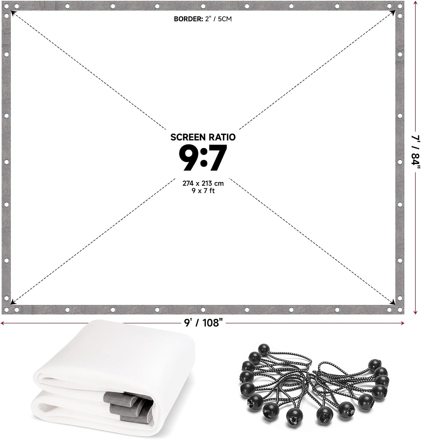 Golf Simulator Impact Screen, Triple Layer Design Launch Monitor Screen for Home & Garage Training, Easy Install Golf Projector Hitting Net for Indoor Practice