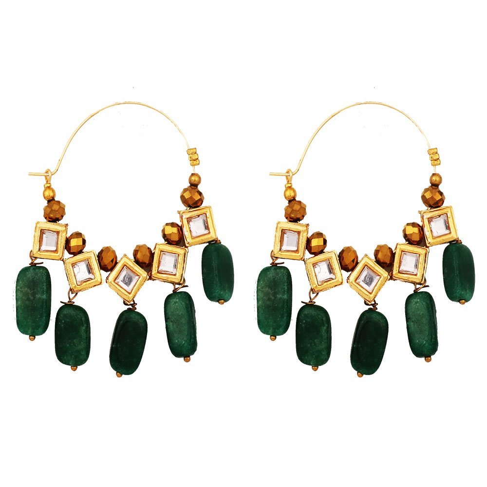 Abhaah exclusive pearls kundans traditional chandbali hoop Earrings for wedding for women and girls (Green) (B0792YYXK5) Amazon Price History, Amazon Price Tracker