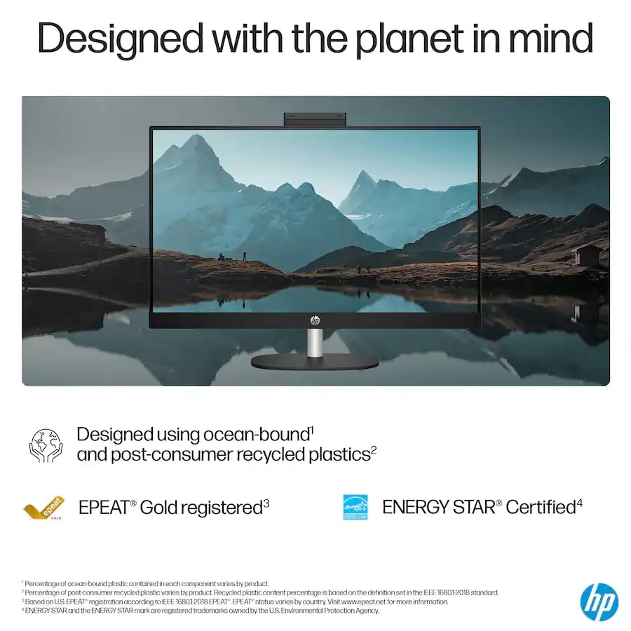 Image of HP 27 inch Touchscreen All-in-One Desktop Computer, AMD Ryzen 7 7730U