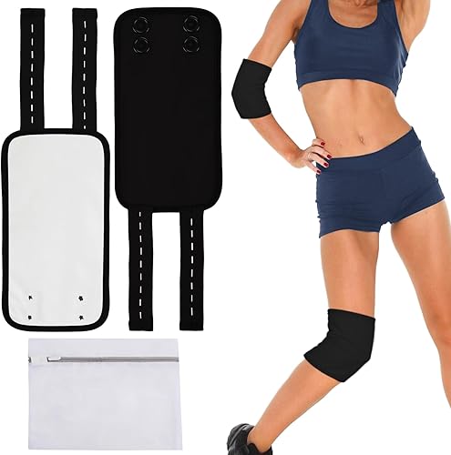 Paquete de 2 paquetes de aceite de ricino para brazo, pantorrilla, rodilla, kit de aceite de ricino lavable reutilizable, correa elástica ajustable