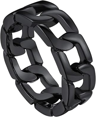 Chunky Stainless Steel Ring Cool Rings for Men Size 13 Chain Gothic Rings Black