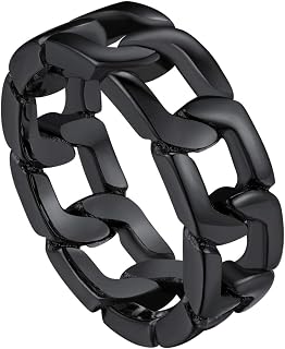 Fidget Ring Cuban Link/Spinner Rings for Men 18K Gold Tone/Stainless Steel/Black Cuban Ring Size #06-#12 Mens Rings